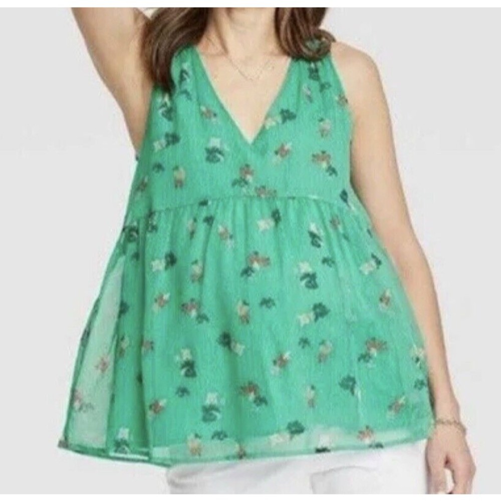 The Nines by Hatch Maternity Top Womens Size XXL Green Floral Sleeveless NWT